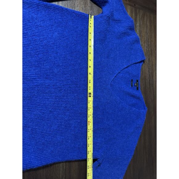 Wool Alpaca Sweater Women’s Small Cobalt Blue Knit V Neck Massimo Dutti Italy - Picture 8 of 9
